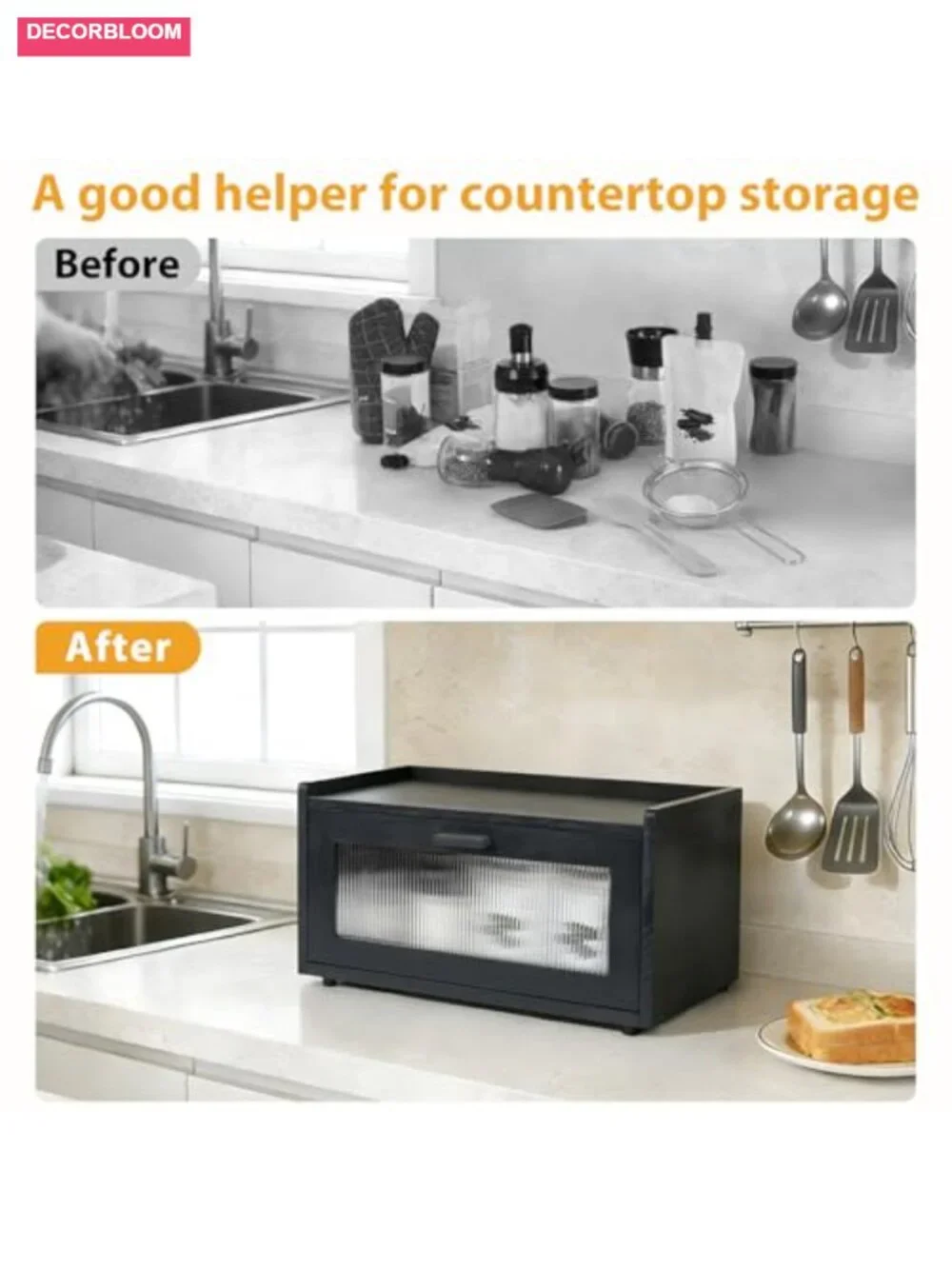 Stackable Pine Wood Bread Box with Magnetic Acrylic Door